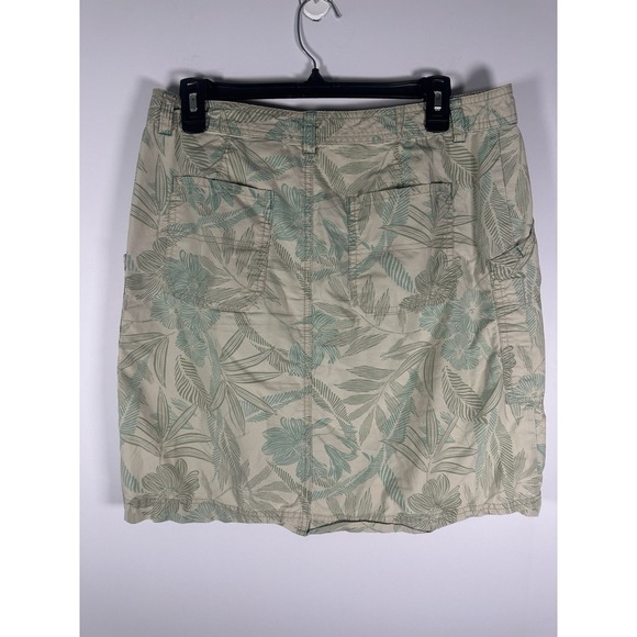 EDDIE BAUER Green FLORAL SKIRT Size 10 98% Cotton 2% Spandex Outdoor Palm - Picture 7 of 7